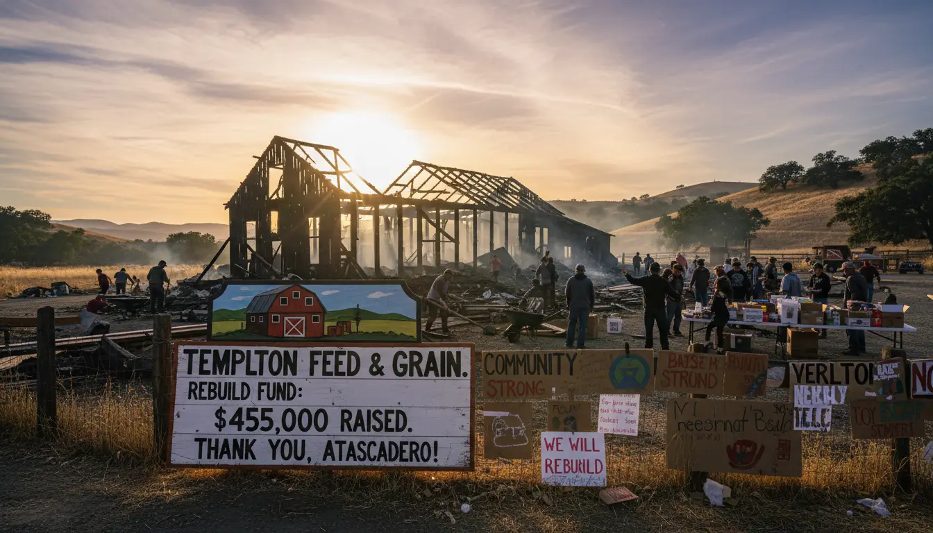 Charges filed for Templeton Feed and Grain fire as community raises $455K to rebuild