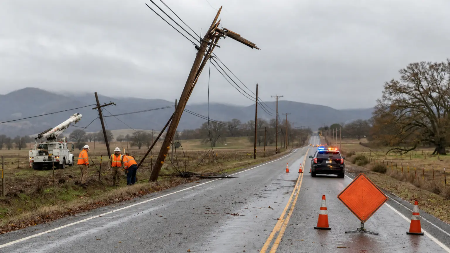 Crash downs power lines near Los Osos, blocks access to San Luis Obispo