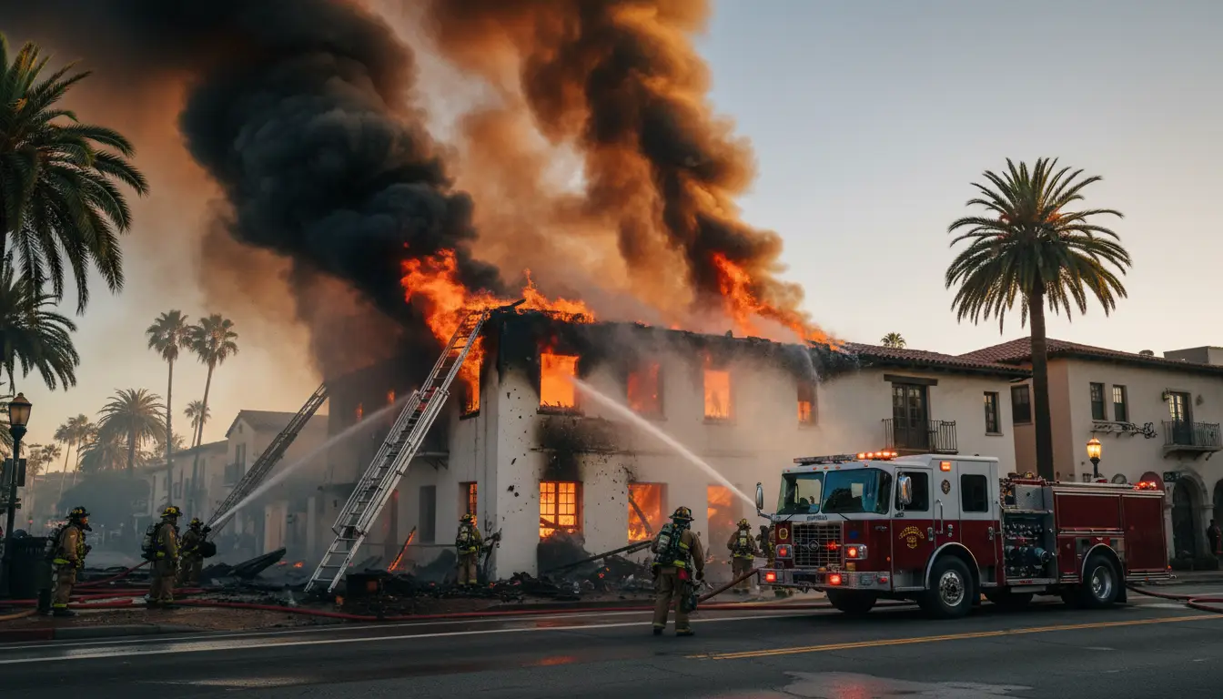 Crews Battle Structure Fire in Downtown Santa Barbara