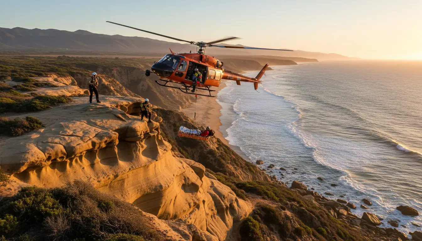 Crews rescue woman using helicopter at Gaviota Wind Caves