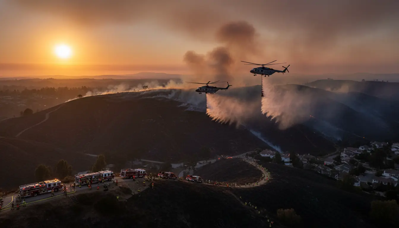 Firefighters gain ground on Sandy fire after overnight air assault