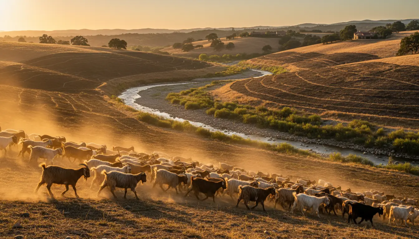 Goat herds return to riverbed to graze firebreaks