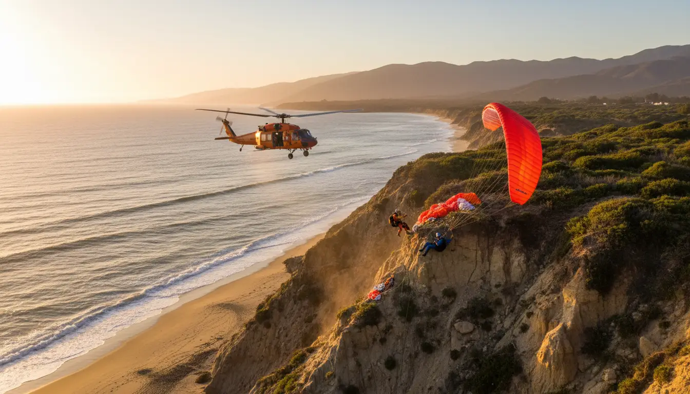 Paraglider Rescued off More Mesa Cliff in Santa Barbara