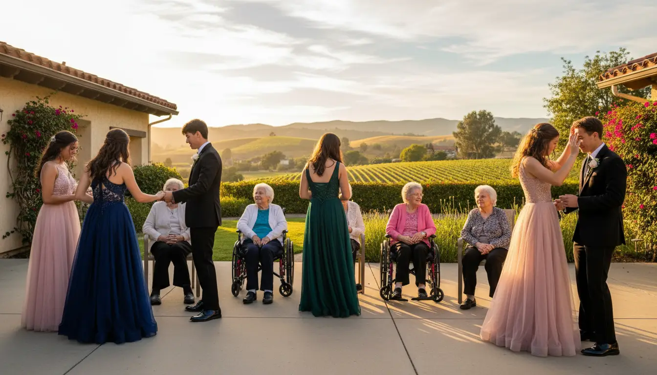 Paso Robles High School students visit assisted living residents before prom